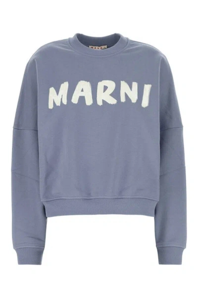 Marni Women Air Force Cotton Oversize Sweatshirt In Blue