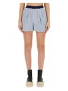 Marni Relaxed-fit Bermuda Shorts With Textured Stripe Pattern In Azure