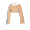 Marni Women Bicolor Cropped Sweater With Stitching In Multi
