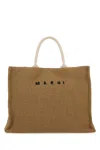 Marni Raffia-effect Canvas Small Tote Bag In Brown