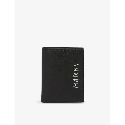 Marni Womens Black Brand-typography Leather Wallet