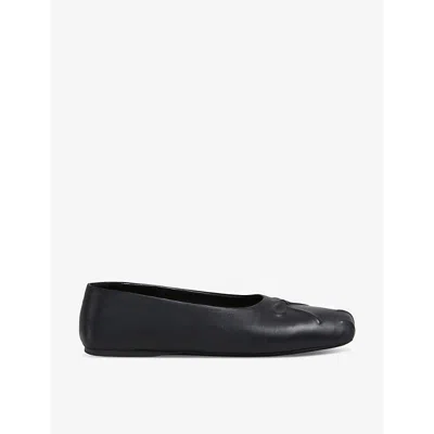 Marni Womens Black Dancer Square-toe Leather Ballerina Flats