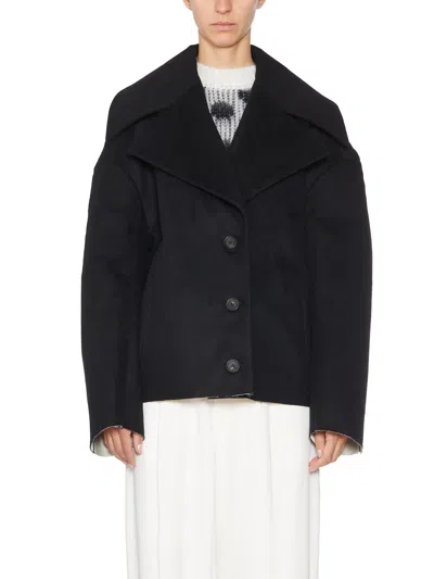 MARNI WOMEN'S BLACK FELTED COCOON JACKET FOR FW23