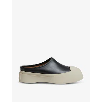 MARNI WOMENS LOGO-EMBOSSED BACKLESS LEATHER TRAINERS BLACK EUR 37 / 4 UK
