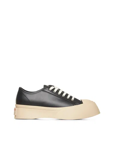 Marni Women Black Nappa Leather Pablo Sneakers In Multi