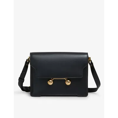 Marni Womens Black Trunkeroo Branded-hardware Leather Shoulder Bag