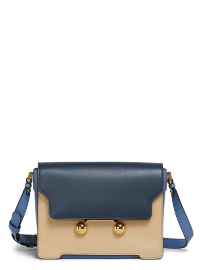 MARNI WOMEN'S BLUE, BEIGE AND LIGHT BLUE LEATHER TRUNKAROO MEDIUM SHOULDER BAG | SIZE UNICA | SBMP0195U1P6