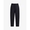 Marni Hand-stitch Logo Elastic-waist Straight-leg Ankle Trousers In Blueblack