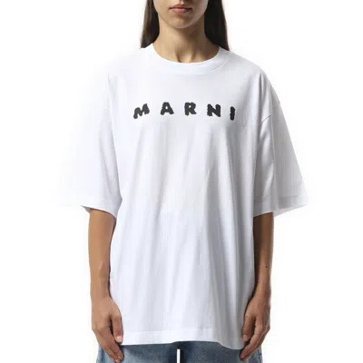 Marni Women's Boxy Logo T-shirt In Lily White