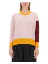 Marni Pink Colour-block Cashmere Jumper In Multicolour