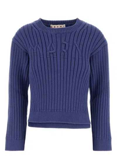 MARNI WOMEN'S CERULEAN COTTON BLEND SWEATER
