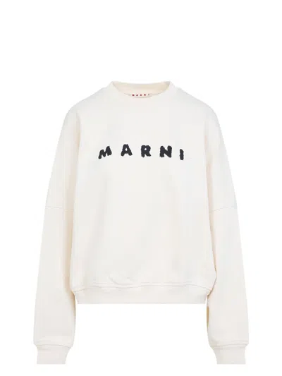 MARNI WOMEN'S CREAM COTTON OVERSIZE SWEATSHIRT