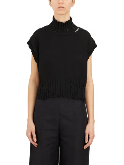Marni Women's Cropped Turtleneck Sweater In Black