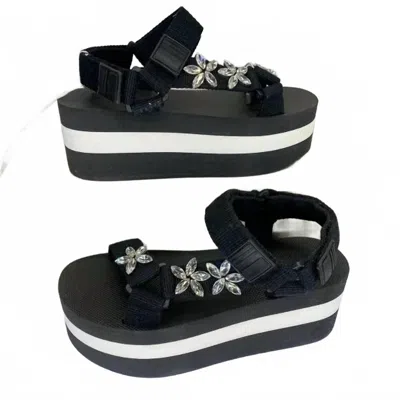 Marni Women's Crystal-embellished Grosgrain Platform Sandals In Black