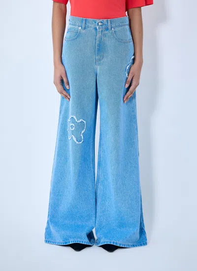 Marni Women Denim Jeans With Flower Motif In Blue