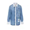 Marni Denim Shirt With Embroidered Floral Motifs In Blue