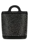 Marni Nano Tropicalia Crystal-embellished Bucket Bag In Black
