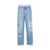 Marni 5 Pockets Denim Jeans With Embroidered Front In Blue