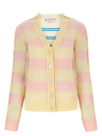 MARNI WOMEN'S EMBROIDERED MOHAIR BLEND AND WOOL BLEND CARDIGAN