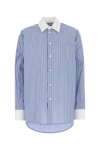 Marni Blue Striped Poplin Shirt In Multicolor