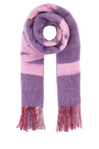 Marni Women Embroidered Wool Blend Scarf In Purple