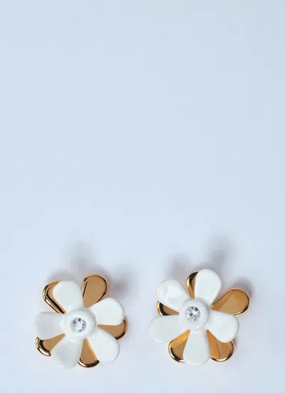 Marni Women Enameled Metal Flower Pop Earrings In Gold