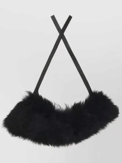 Marni Shearling Leather-tie Collar In Black