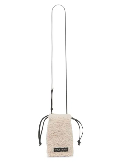 Marni Women's Faux Fur Phone Holder In White