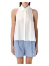 Marni A-line Cotton Flared Shirt Sleeveless In Lilly Whte