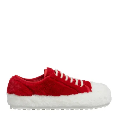 Marni Women's Fluffy Sneakers In Zo838 Red/white