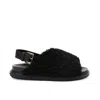 Marni Shearling Fussbett Slingback Sandals In Black