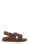 Marni Fussbett Leather Sandals In Marrone