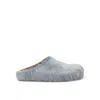 Marni Faux Fur Texture Slippers With Rubber Sole In Blue Lilac