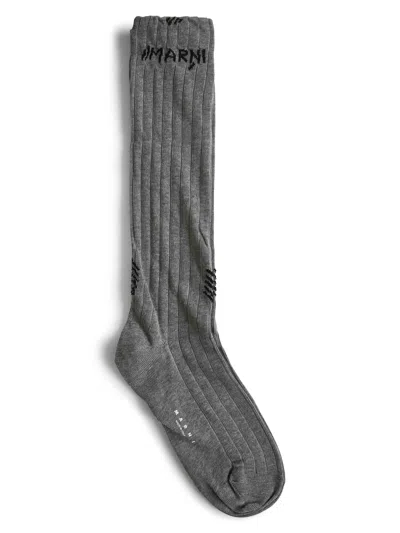 Marni Women Grey  Mending Ribbed Socks In Multi