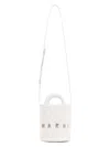 Marni Ivory Leather And Raffia Tropicalia Bucket Bag