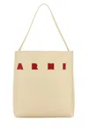 Marni Women Ivory Leather Medium Museo Shoulder Bag In Neutral