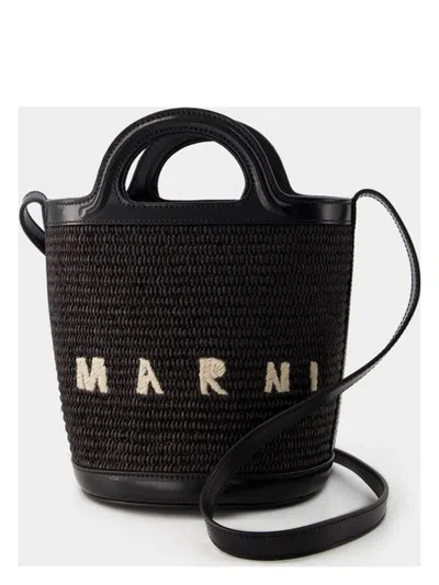 MARNI WOMEN'S LEATHER AND RAFFIA TROPICALIA BUCKET BAG