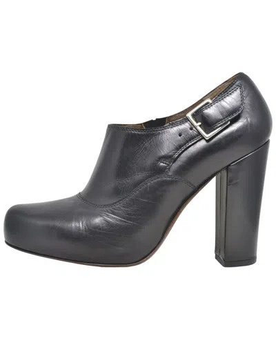 Pre-owned Marni Women's Leather Black Buckled Low Cut Round-toe Heel Bootie (authentic  Pre-loved)