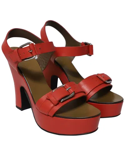 Pre-owned Marni Women's Leather Buckle Platform Sandal (authentic Pre-loved)