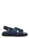 Marni Blue Leather Fussbett Sandals In Blue