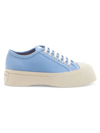 Marni Women's Leather Lace-up Sneakers In Light Blue