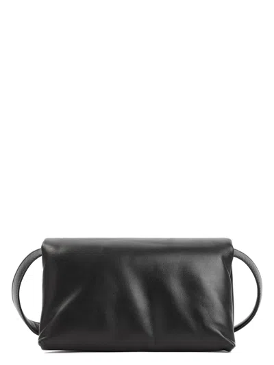 Marni Prisma Small Leather Shoulder Bag In Black