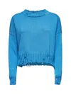Marni Women Light Blue Cotton Crop Sweater In Blue