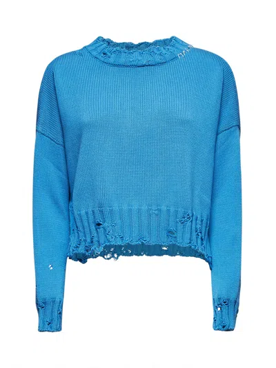 Marni Women Light Blue Cotton Crop Sweater