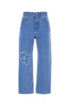 Marni Denim Jeans Featuring Floral Appliqué In Light Blue
