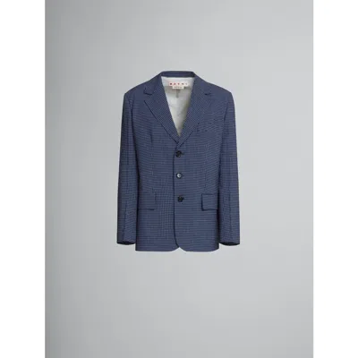 Marni Women's Light Navy Checkered Blazer In ["blue"]