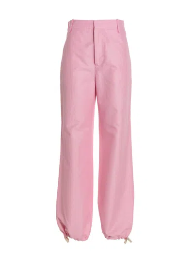 Marni Women Logo Embroidery Pants In Pink