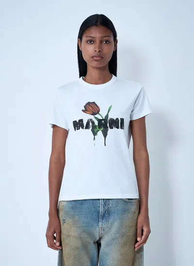 Marni Women Logo Motif T-shirt In White