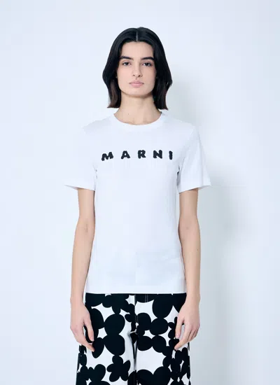 Marni Women Logo Motif T-shirt In White