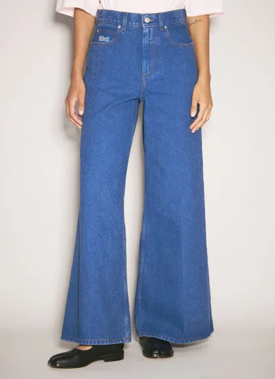 Marni Logo Patch Jeans In Blue
